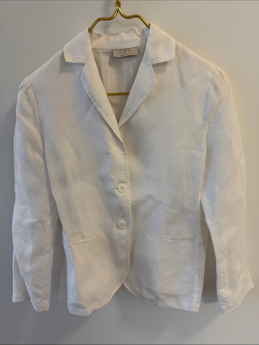 Capri White Linen 2 Button Women’s Blazer. Size Small.